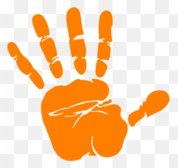 Skin Clipart Child Hand Skin Child - Orange Hand Print Clip Art Emoji,Woman Tipping Hand Emoji