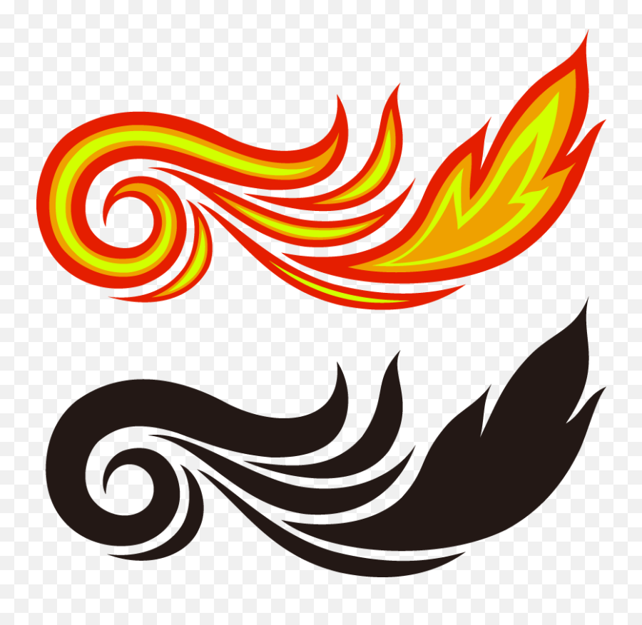 Wave Tattoo Yellow Red Sticker By Bibek Kumar Shah - Fire Design Png Emoji,Wave Emoji Vector