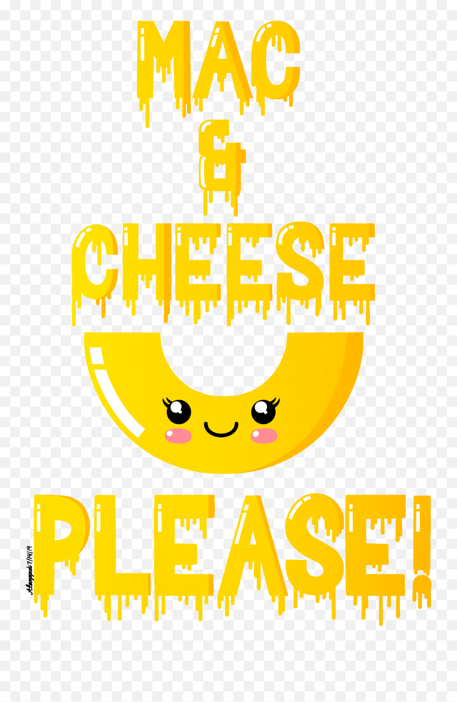 Kawaii Mac Cheese T - Happy Emoji,Melted Body Emoticon