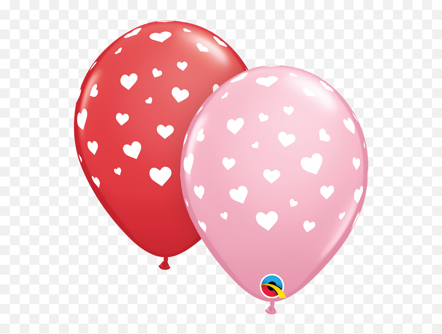 11 Random Hearts Red Pink 50 Per Bag Latex Balloons - Black And White Baloon Png Hd Emoji,Heart Emojis Bratz