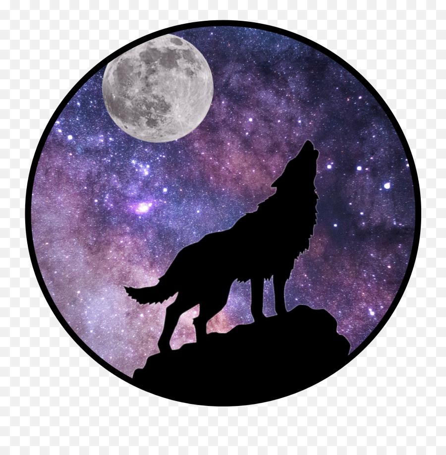 Moon Galaxy - Howling Wolf Vector Png Emoji,Wolf Moon Emoji