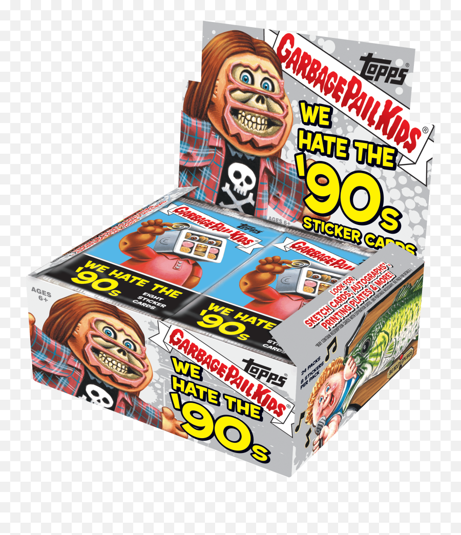 Garbage Pail Kids Series 1 We Hate The 90u0027s Retail Display Box Trading Sticker Cards Emoji,Table Flup Angry Emoticon