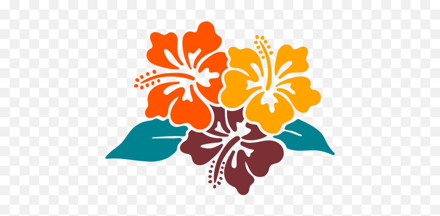 Hibiscus Flowers Tropical Hand Drawn Design Transparent Png Emoji,Tropical Flower Emoticon