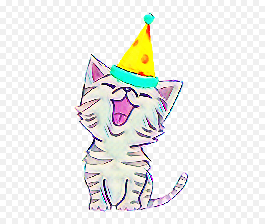 Cat Party Partyanimal Remixit Sticker By Franforcolini - Cute Cartoon Party Cat Emoji,Party Animal Emoji