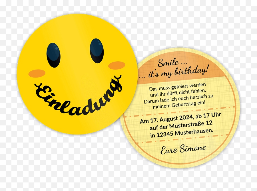 Einladung Bierdeckel Smiley Selbst Gestalten - Happy Emoji,Emoticon Motorrad