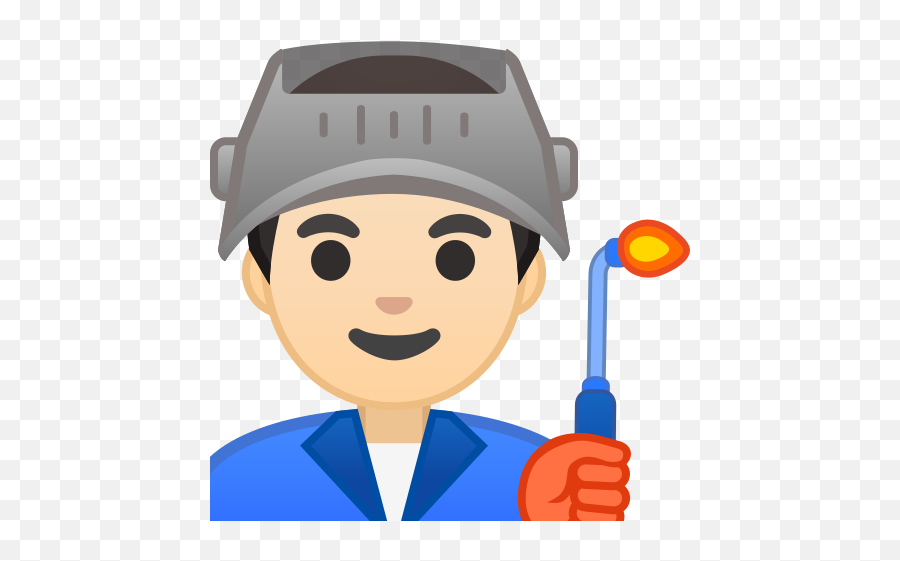 Man Factory Worker Light Skin Tone - Factory Worker Cartoon Emoji,Construction Man Emoji