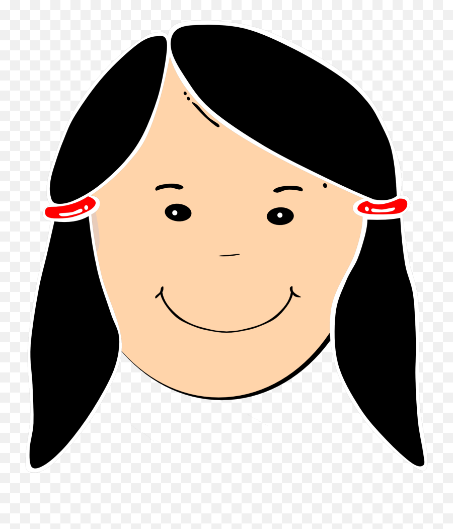 Cartoon Girl Black Hair Clipart - Full Size Clipart 116550 Happy Face Of Girls Clipart Emoji,Japanese Emoticon With Scissors