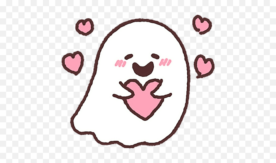 Download Hd Ghost Hug Heart Kawaii Pink Happy - Png Ghost Transparent Tumbler Cute Stickers Emoji,Ghost Emoji Png