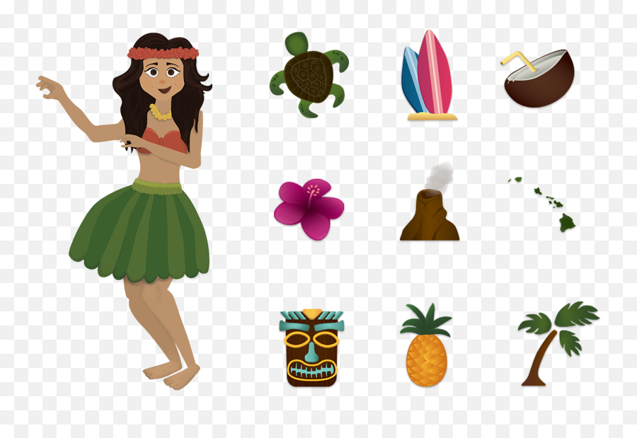 Hawaiian Emojis On Behance - Dance Skirt,Pineapple Emoji