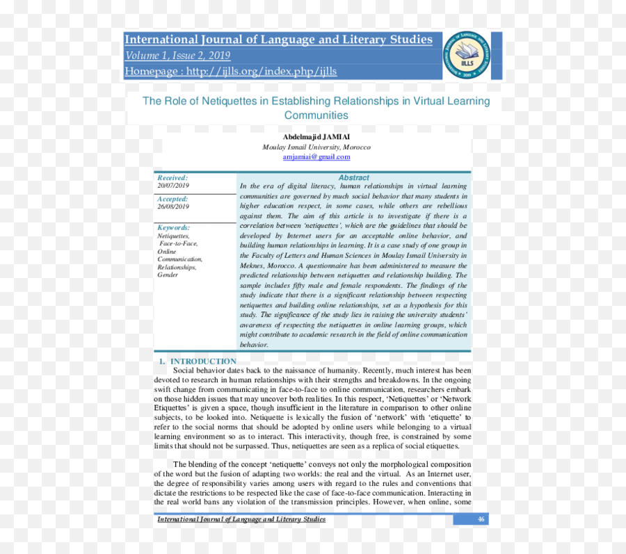 Pdf The Role Of Netiquettes In Establishing Relationships - Document Emoji,Albion Emoticons