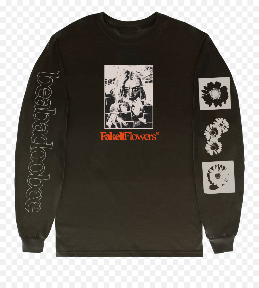 Fake It Flowers Black Longsleeve T Shirt Album Download Dirty Hit Emoji,Japanese Text Emoticon Flower Face