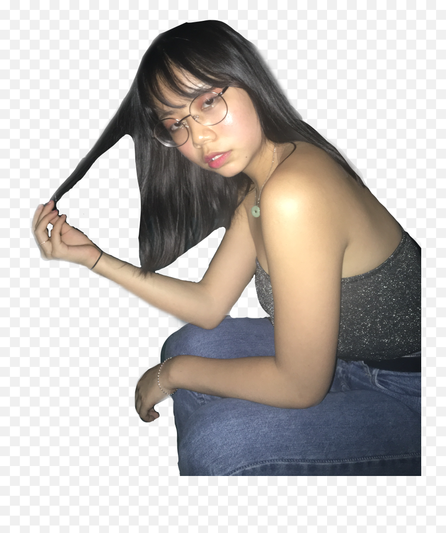 Girl Posing Pose Glasses Sticker By Lottethompson22 - Sitting Emoji,Posing Emoji