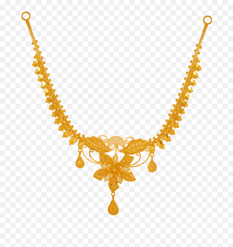 Simple Gold Flower Necklace For Women Pc Chandra Jewellers - Pc Chandra Simple Necklace Emoji,100 Emoji Gold Chain