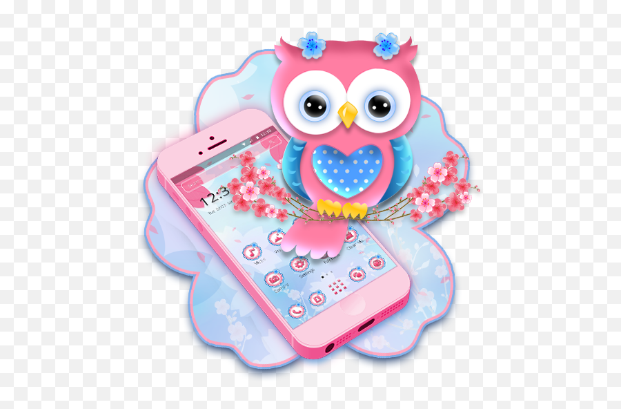 Google Play U2013 Cute Pink Owl Theme - Owl Theme Emoji,Owl Emojis For Android