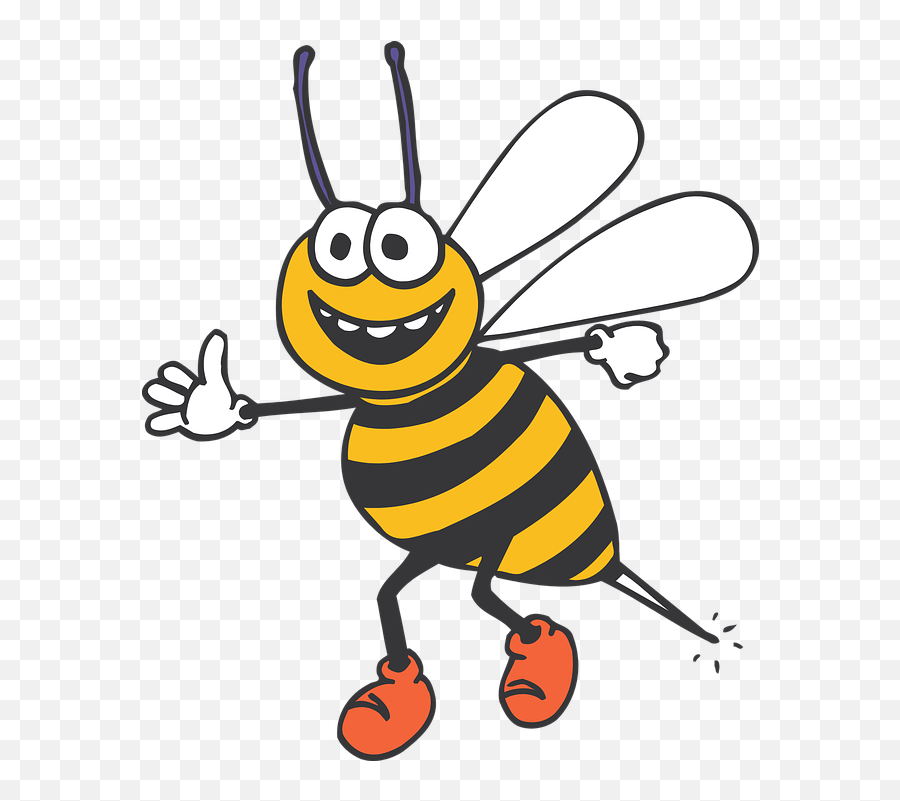 Happy Insect Black Standing Stripes Bee - Animated Gif Spelling Bee Emoji,Black Cartoon Boy Standing Many Emotions