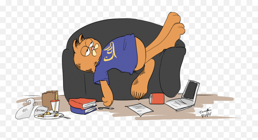 If Garfield Went To Uc Berkeley - Fatigue Emoji,Garfield Emotion Scale