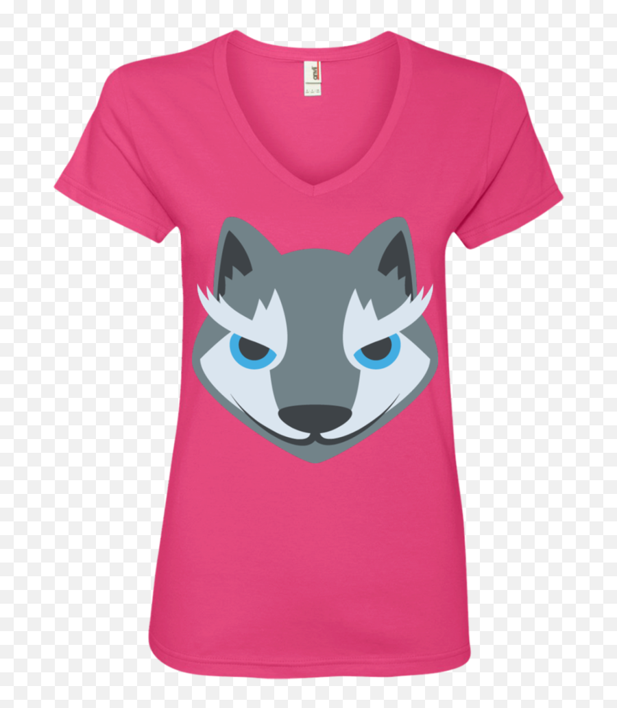 Wolf Face Emoji Ladies V - Cindy Lou Who Shirt,Womens Emoji Shirt