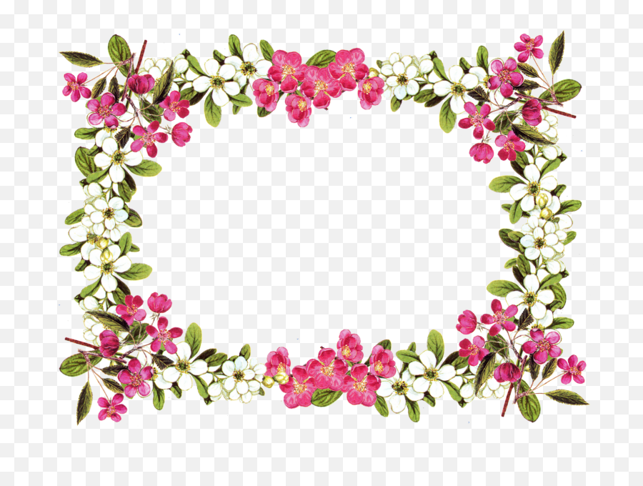 Border Frame Floral Flowers Sticker - Border Design Flower Landscape Emoji,Emoji Border Design