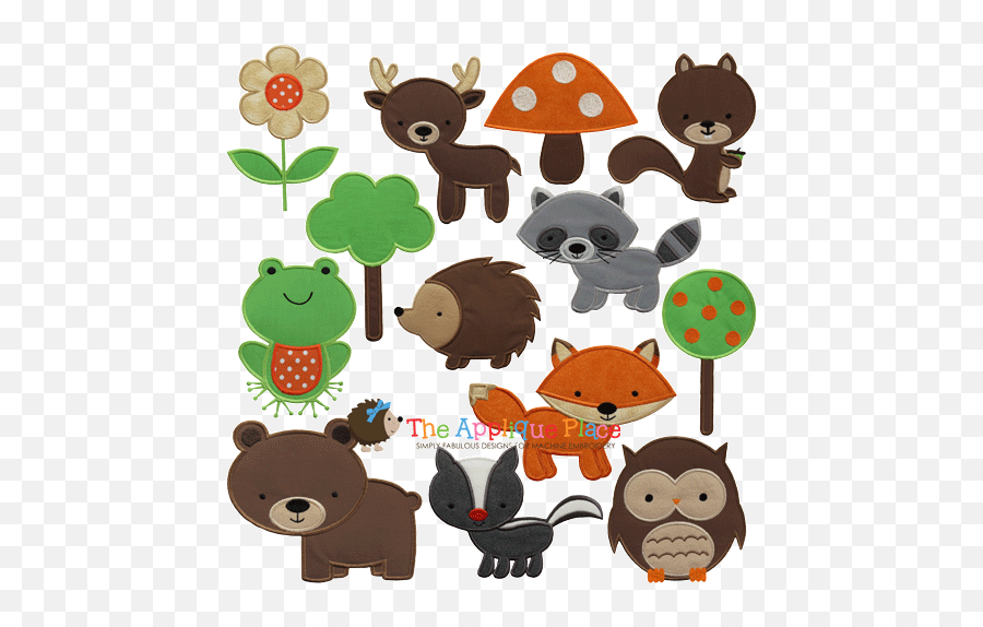 Woodland Animals Set Of 13 Stuffed Animal Patterns - Simple Animal Applique Patterns Emoji,Skunk Emoji