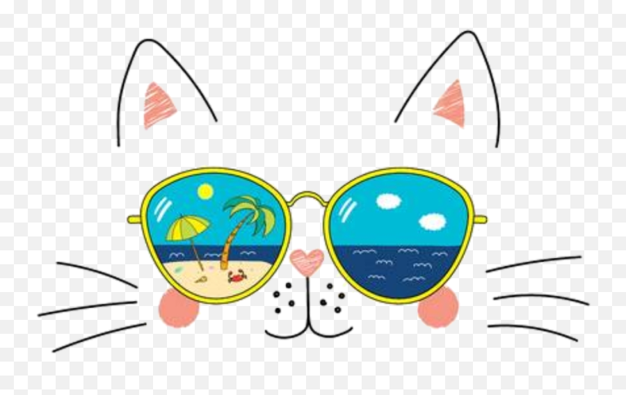 Emoji Selfie Cat Summer Sticker - Dot,Lounge Emoji