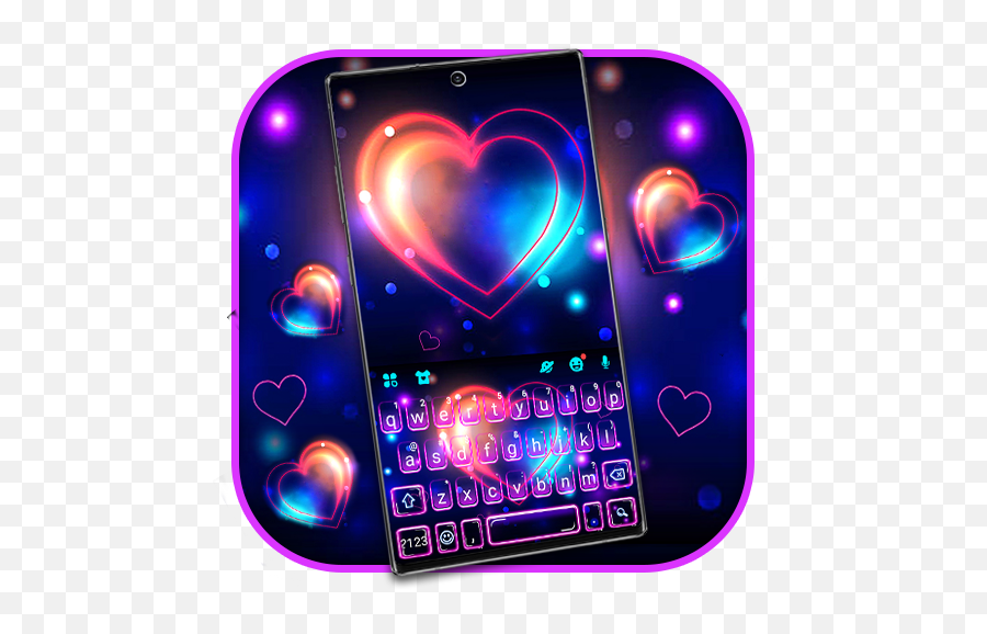 Updated Bright Neon Heart Keyboard Theme Pc Android Emoji,What Happened To Text Emoticons On S9+