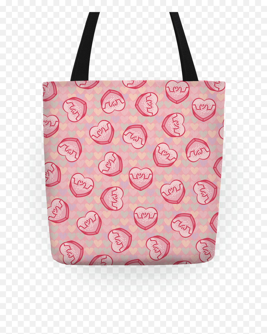 Shrug Emoji Candy Hearts Pattern Totes Lookhuman - Tote Bag,Shrug Emoji