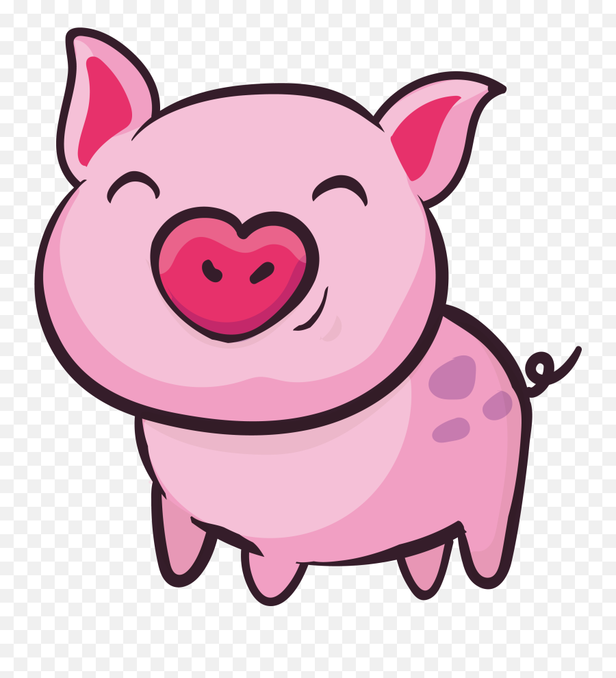 Domestic Pig Clip Art - Pink Cute Little Pig Png Download Pig Cartoon Png Emoji,Piggy Emoticons