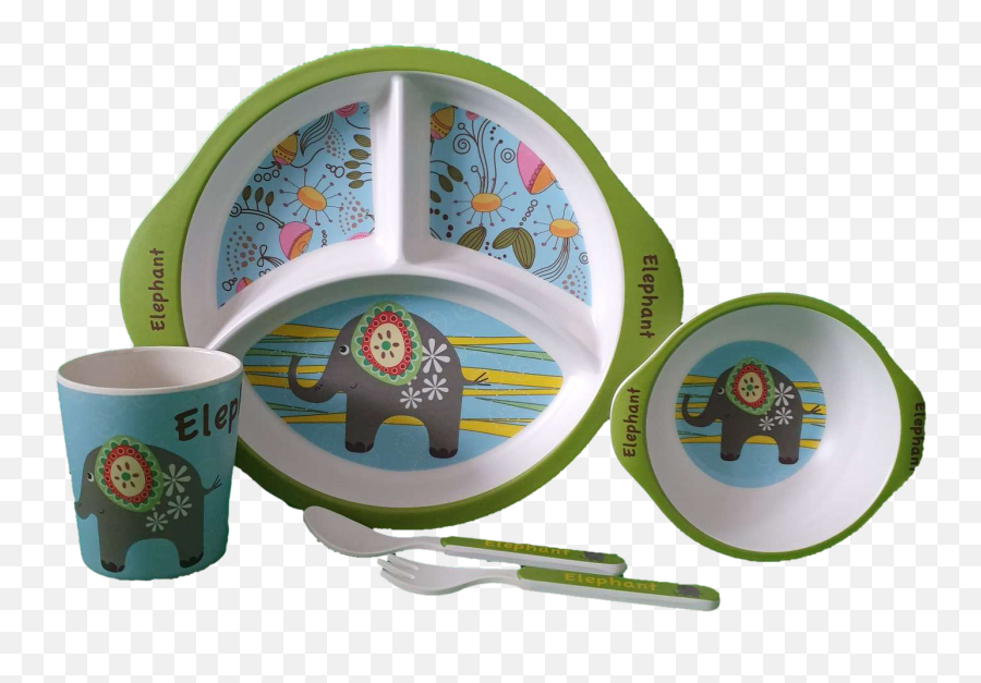 Bamboo Dinner Set - Elephant U2013 Kapai Kids Furniture Mug Emoji,Emoji Pals Bed-in-a-bag Bedding Set
