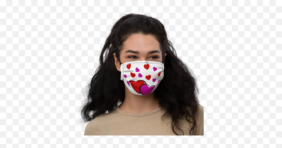 Premium Face Mask Heart Valentines Day Funny Emoticons Women - Cloth Face Mask Emoji,Emoticons For Valentine's
