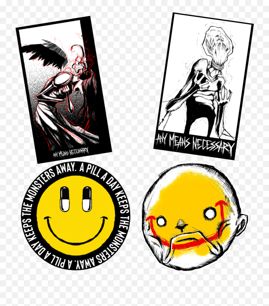 May Mental Health Sticker Pack - House Of Terror Emoji,Smiley Eating Pill Emoticon