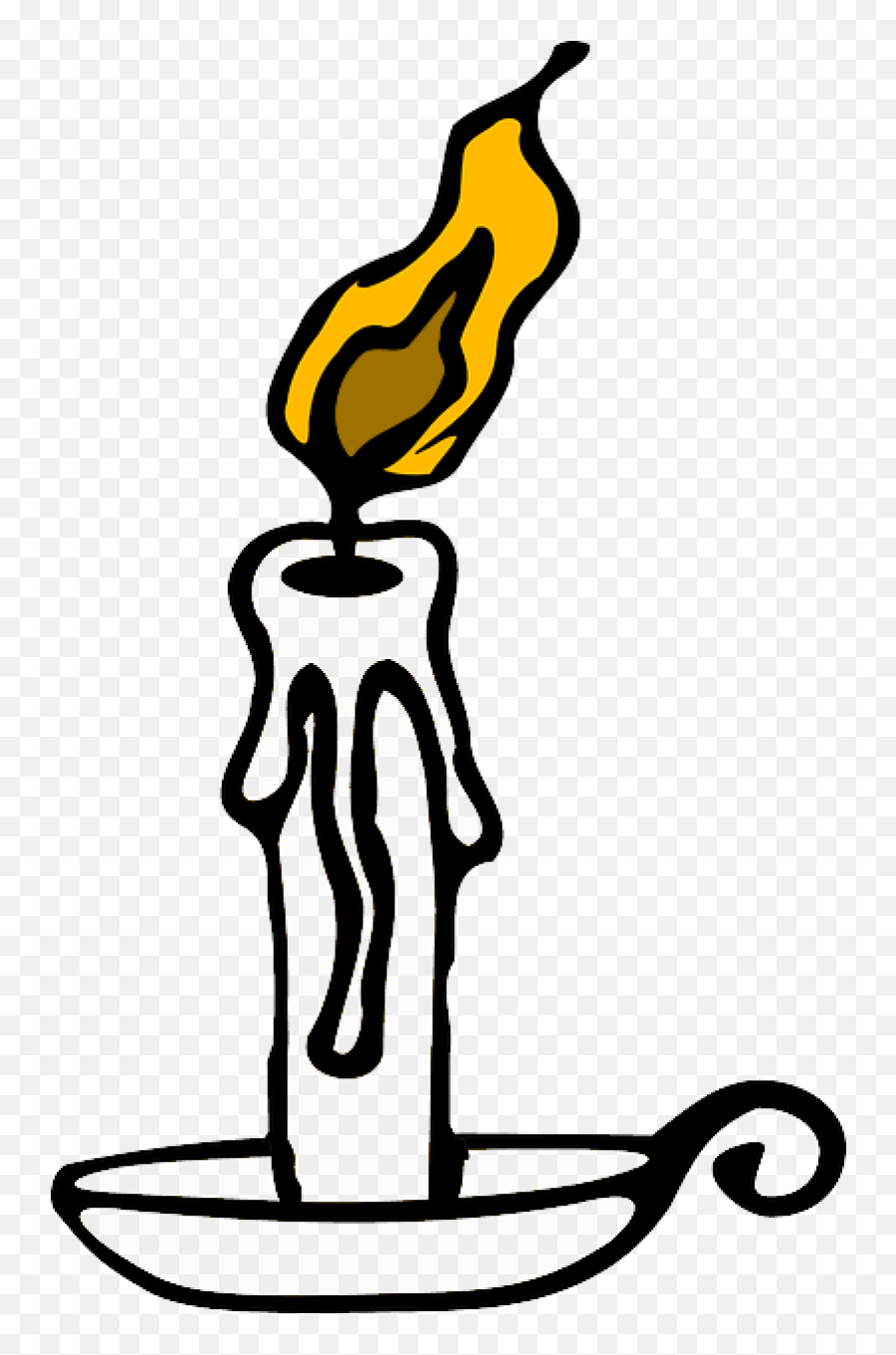 Candle Outline Yellow Fire Cartoon - Candle Clipart Emoji,Lit Wallpaper Emojis