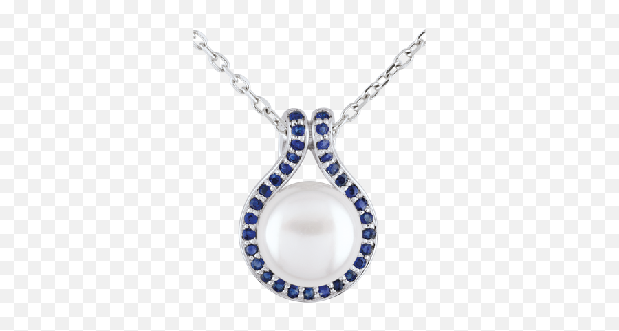 Adélie Pendant With Pearls And Sapphires Pendant - White Gold 9 Carats Blue Sapphire Pearl C2298 Pentadecagonal Number Emoji,Emotion Pearls