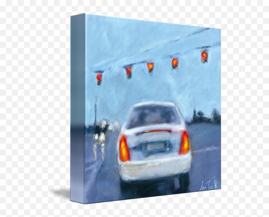 Rainy Car At Stoplight By Ann Tuck Emoji,Emotion In Motion. The Cars