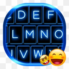 Neon Blue Emoji Keyboard 1 - Happy,Emoji Color Keyboard