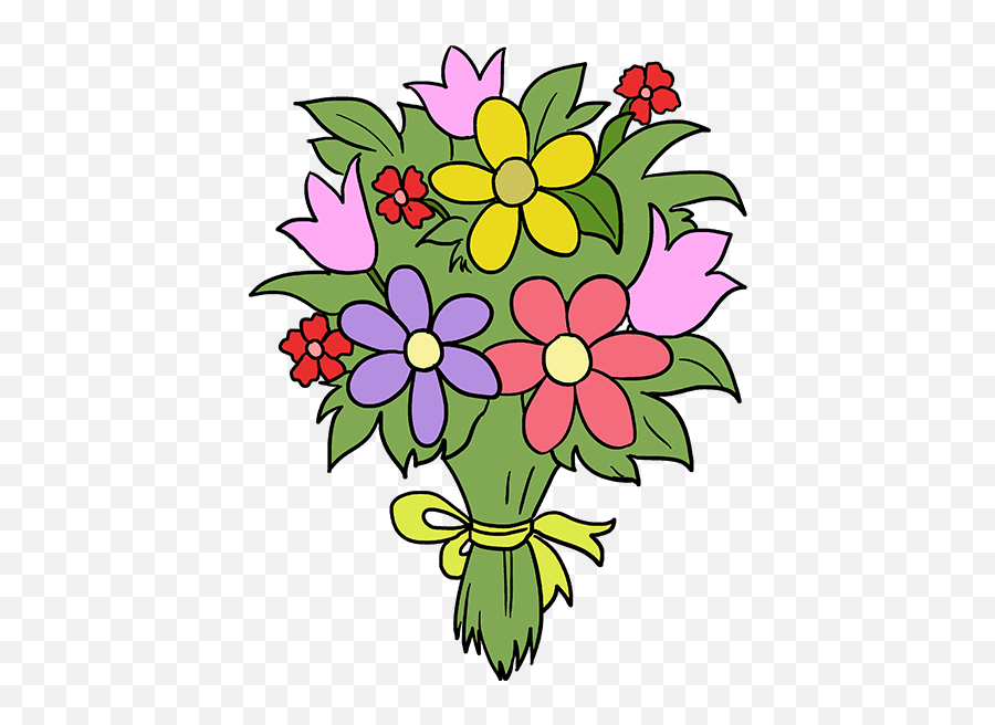 How To Draw A Flower Bouquet - Really Easy Drawing Tutorial Draw A Flower Bouquet Easy Emoji,Bouquet Of Flowers Emoji