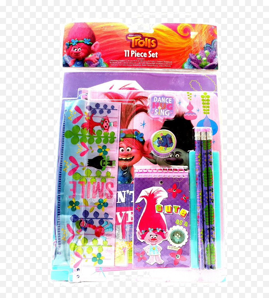 Trolls 11 Piecec School Stationary Set - Trolls Stationery Sets Kits Notebook Emoji,Emoji Full Size Sheets