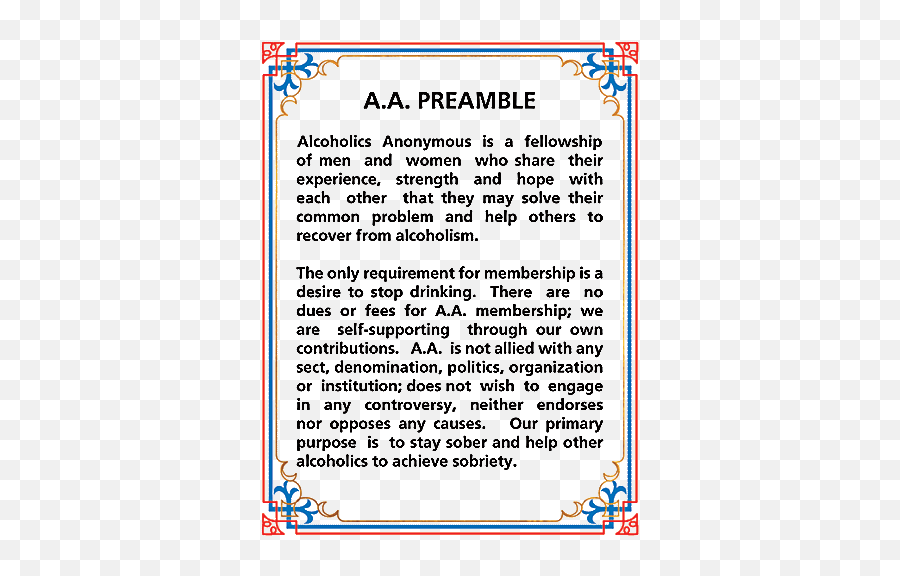 Where Are The Principles In Aa Literature Quora Printable Aa Preamble