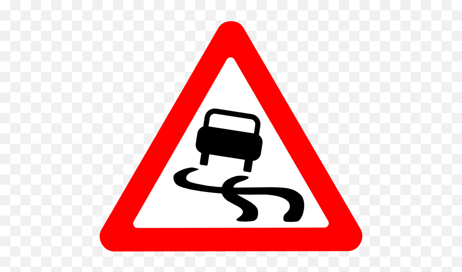 Roadsign Slippery Clipart - Slippery Road Sign Clipart Emoji,Slippery Man Emoticon For Caution Sign