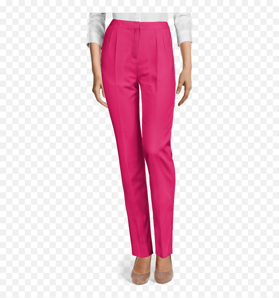 Pink Stretch High Waisted Pleated Trousers - Grey Tweed Pants Emoji,Fushia Pink Emotion
