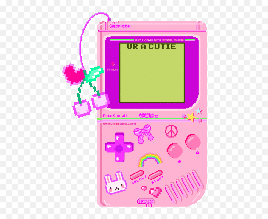 Purrrfect Gamer Pixels - Pink Gameboy Gif Transparent Emoji,Mi Piace Emoticon Con Sole