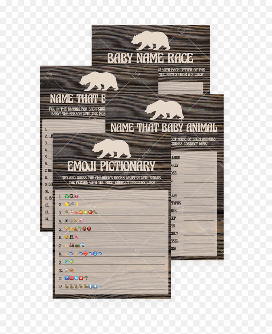 Download Hd Rustic Baby Shower Games Set Printables Wood Emoji,Free Emojis Printables