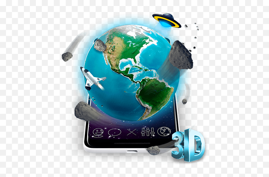 3d Earth Asteroid In Space Live Theme - World Globe Emoji,Asteroid Emoji