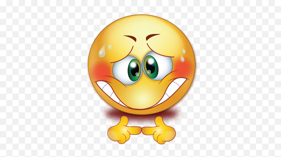 Shy Red Sweating Face With Touching - Embarrassed Emoji,Sweating Emoji