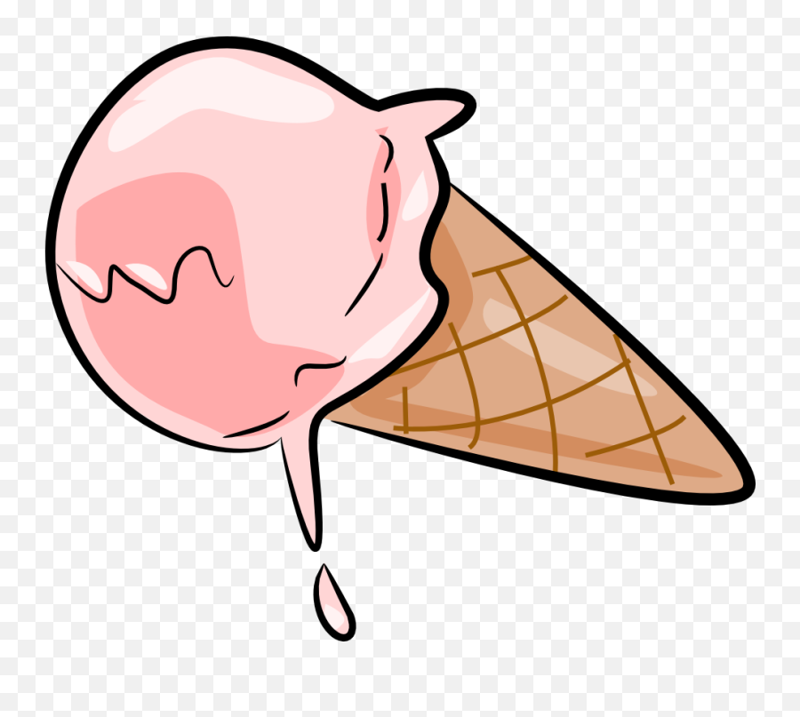 Melting Ice Cream Cone Clipart Black - Melting Ice Cream Animated Emoji,Ice Cream Cone Emoji