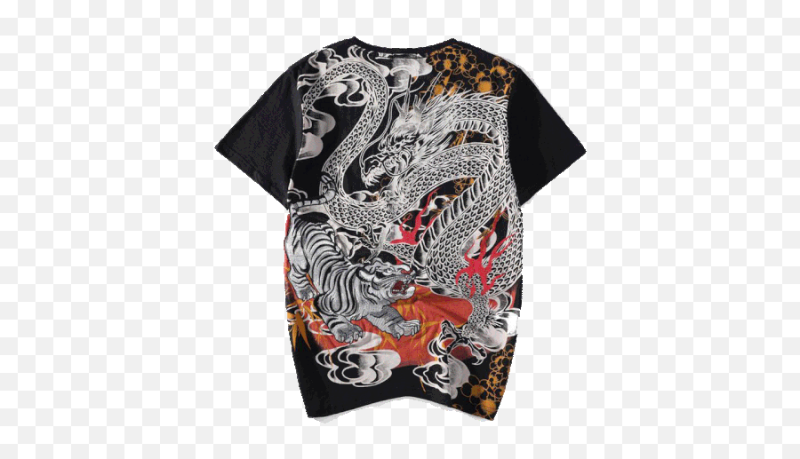 Otaku Japanese Streetwear Novmtl - Tiger Dragon T Shirt Emoji,Tiger Emoji Shirt