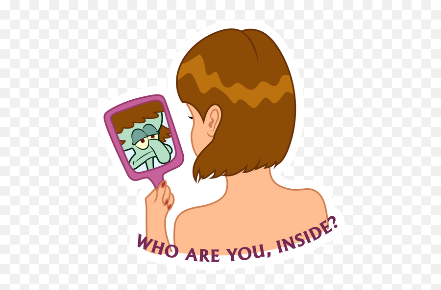 Who Are You Inside Sticker - Sticker Mania For Adult Emoji,Squidward With Iphone And Heart Emojis