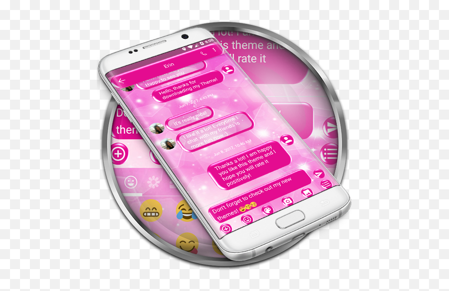 Updated Sms Messages Sparkling Pink 2 Theme Android App Emoji,Cell Phone Theme Emojis