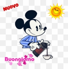Buonasera Stickers - Mickey Mouse Coffee Emoji,Buon Giorno Emoticon