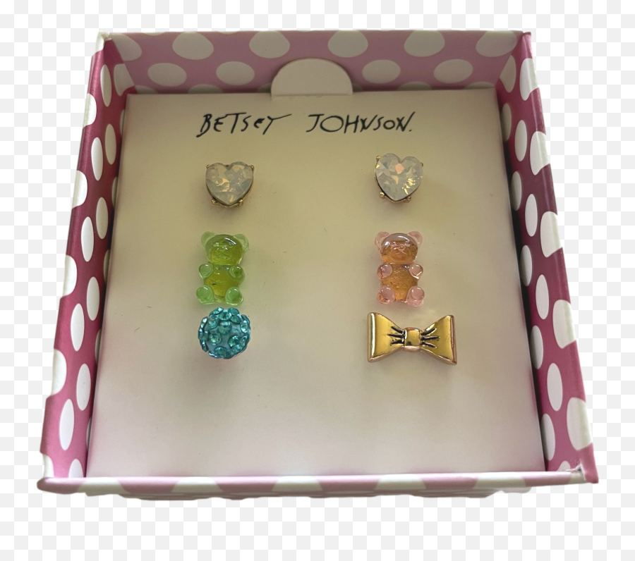 Betsey Johnson Gummy Bear Mismatch Stud Earring Set Heart Emoji,Betsey Johnson Backbacks Emoji