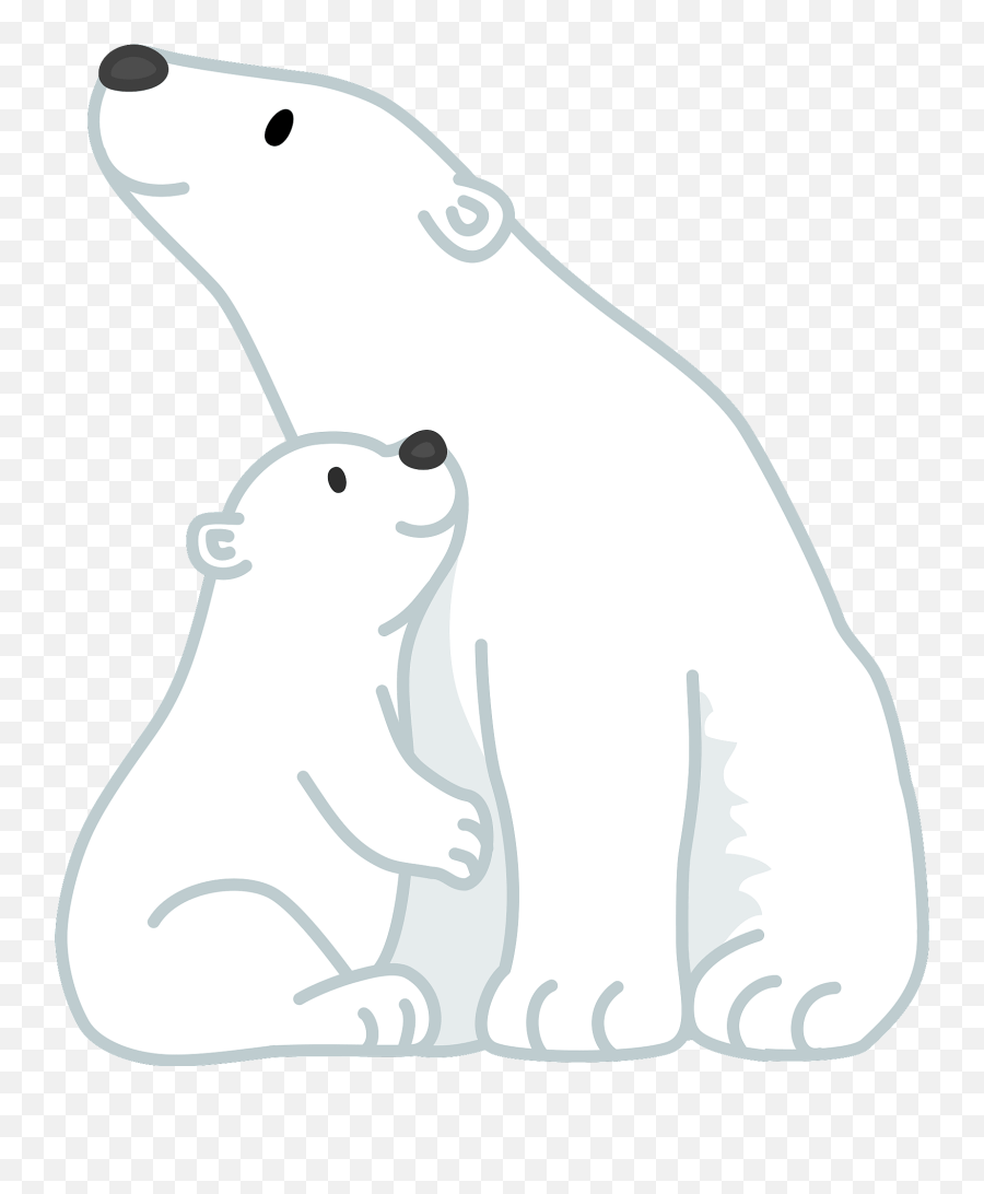 Polar Bear Mother And Baby Clipart Free Download - Baby Polar Bear Clipart Emoji,Bear Black And White Emoji